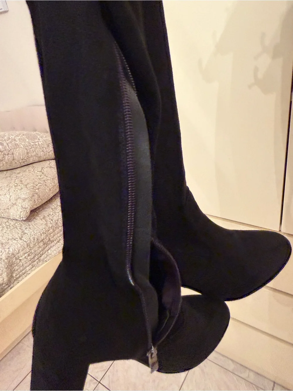Women's Black Over-the-Knee Heel Boots